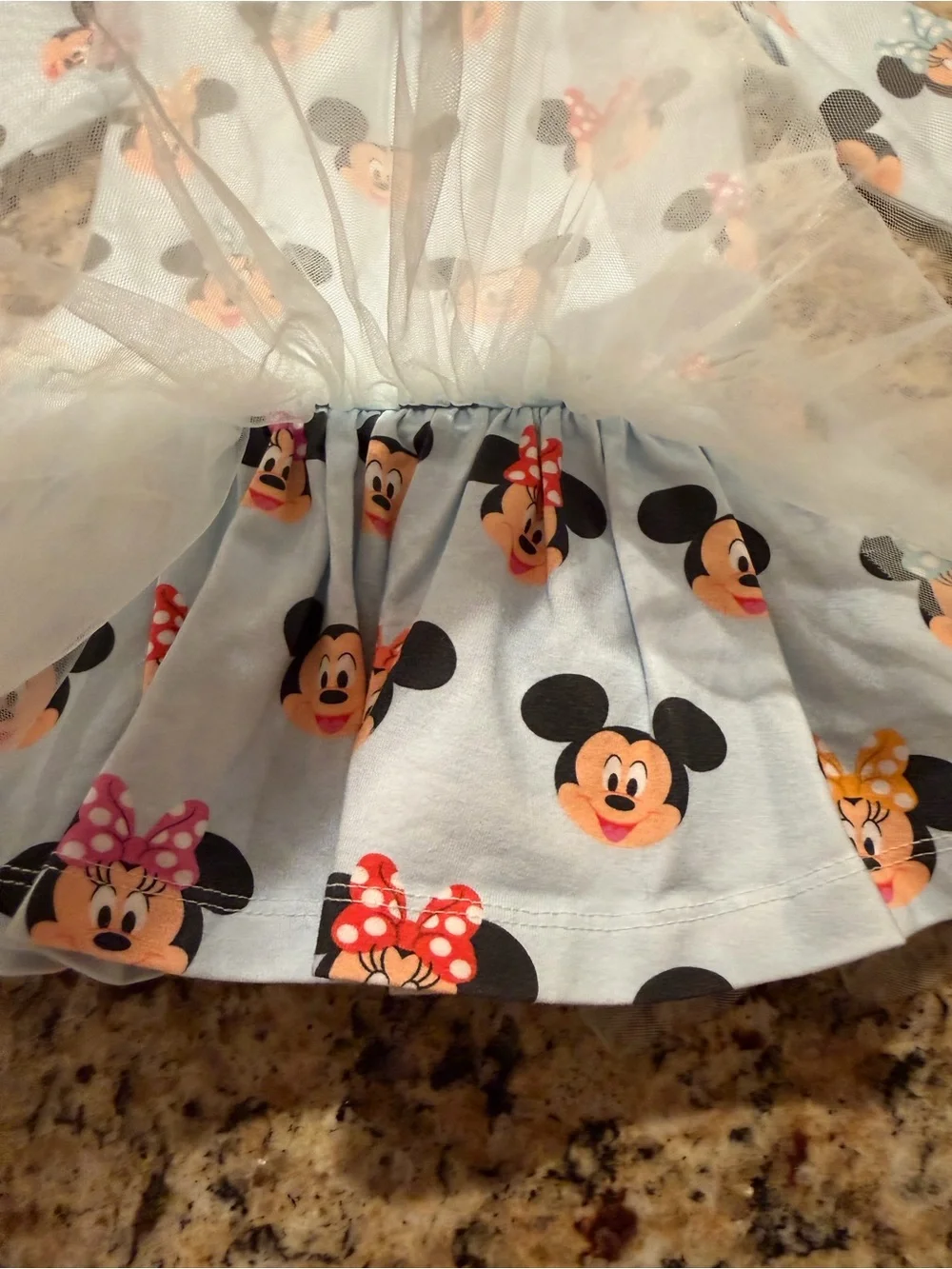 Monica + Andy Minnie & Mickey Light Blue Tulle Kids Dress | 3-6 months